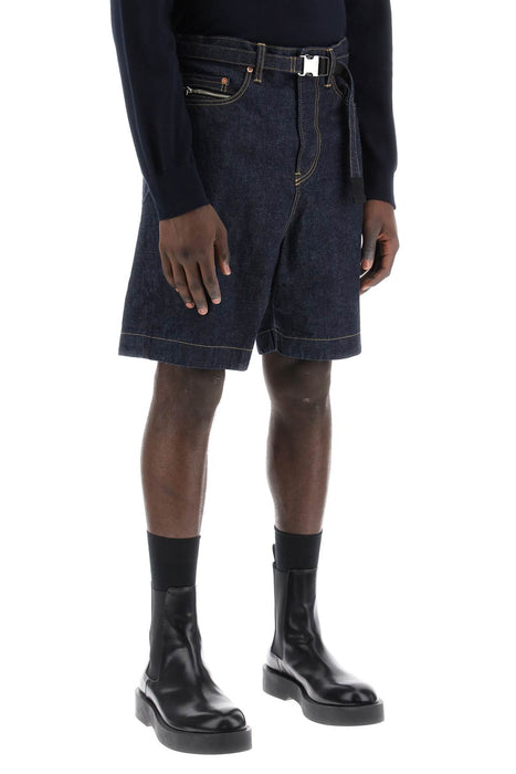 SACAI denim bermuda shorts with removable belt