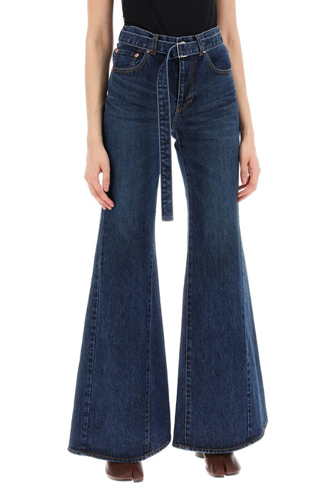 SACAI boot cut jeans with matching belt