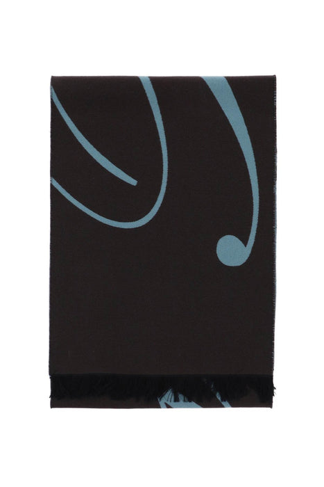 BURBERRY silk and wool logo scarf