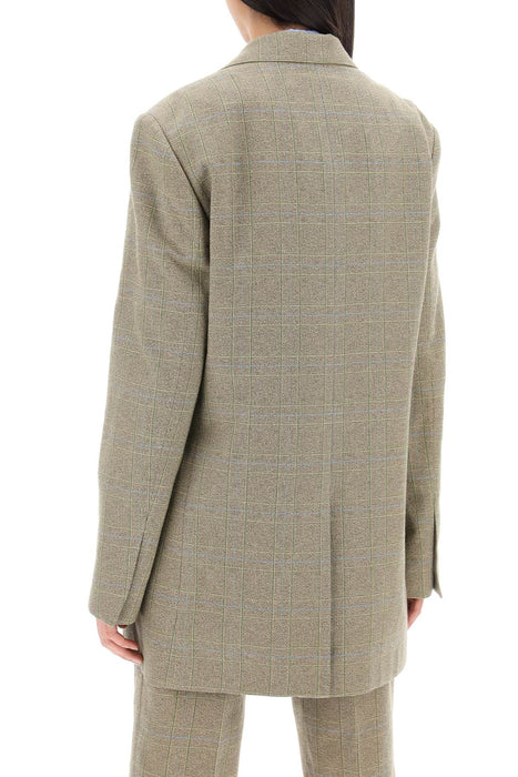 DRIES VAN NOTEN "checked cotton blend blazer with square