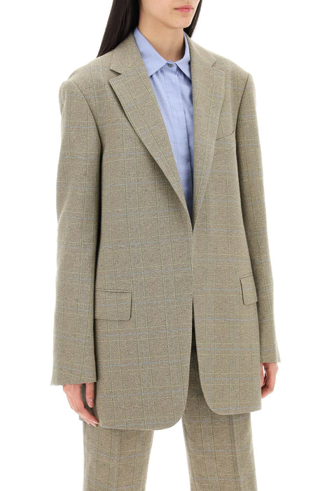 DRIES VAN NOTEN "checked cotton blend blazer with square