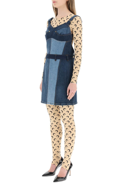 MARINE SERRE patchwork denim mini dress