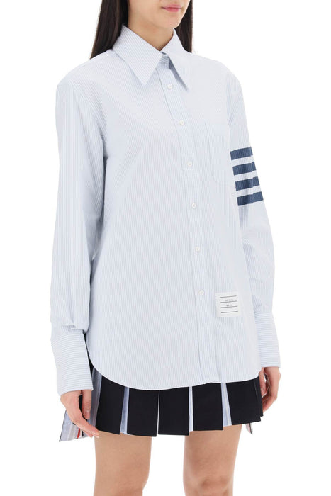 THOM BROWNE striped oxford shirt with pointed collar