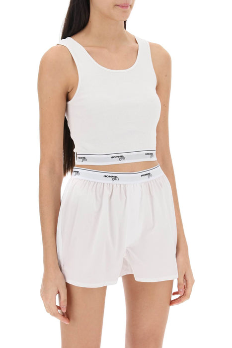 HOMME GIRLS cotton crop top with logo band