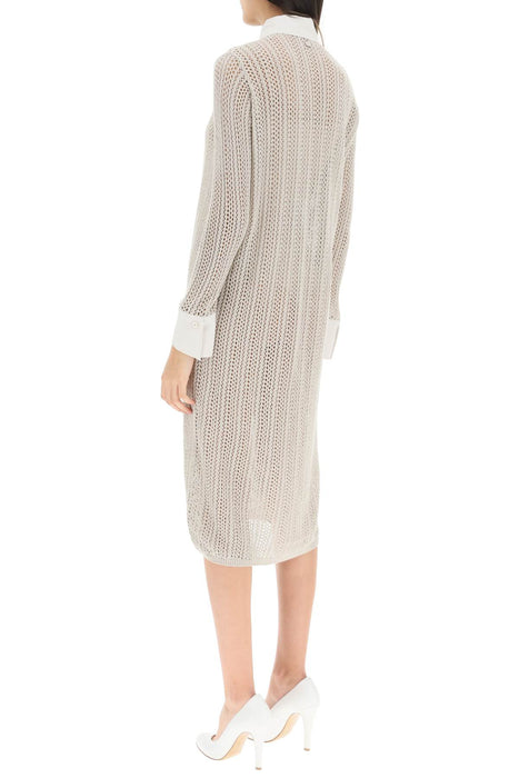 AGNONA linen, cashmere and silk knit shirt dress