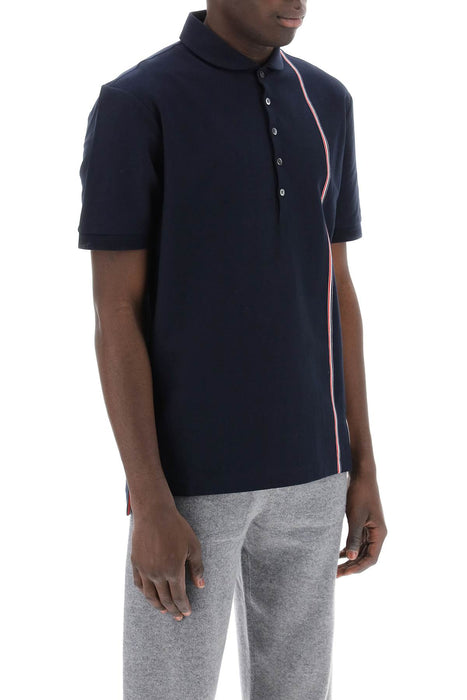 THOM BROWNE polo shirt with tricolor intarsia