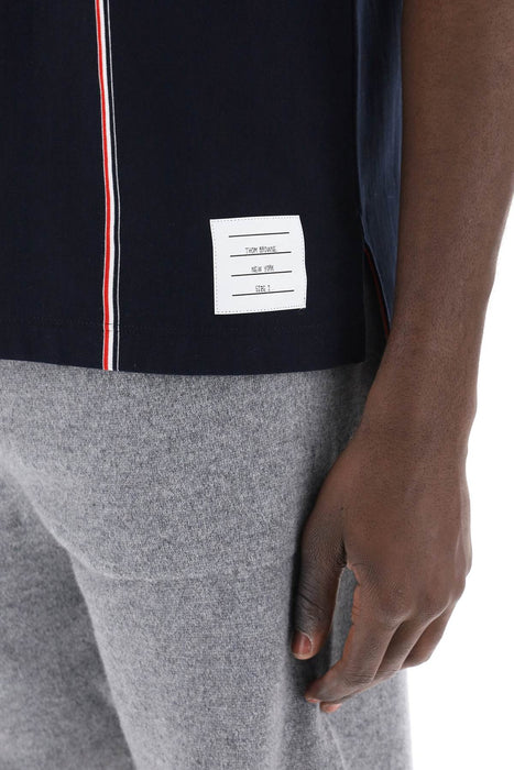 THOM BROWNE crewneck t-shirt with tricolor intarsia