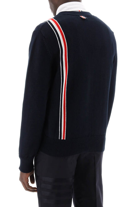 THOM BROWNE cotton cardigan with red, white