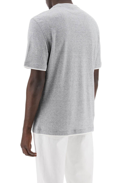 BRUNELLO CUCINELLI overlapped-effect t-shirt in linen and cotton