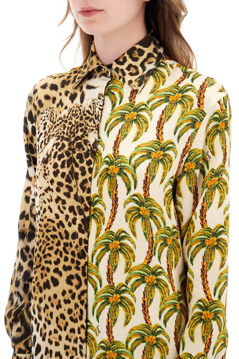 ROBERTO CAVALLI jaguar and palm tree printed shirt