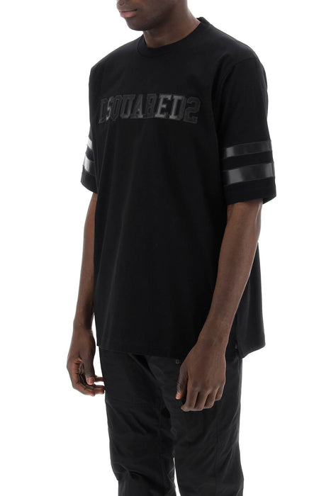 DSQUARED2 t-shirt with faux leather inserts