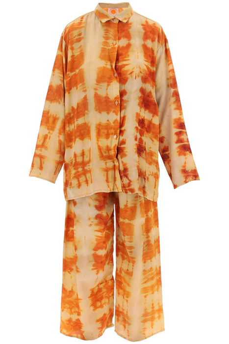 SUN CHASERS shibori' silk shirt and pants set