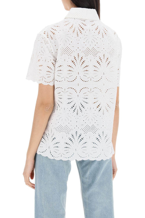 SELF PORTRAIT short-sleeved sangallo lace shirt