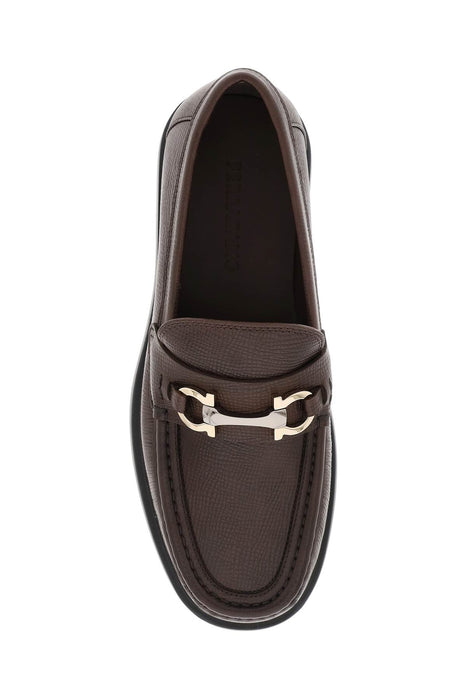 FERRAGAMO embossed leather loafers with g