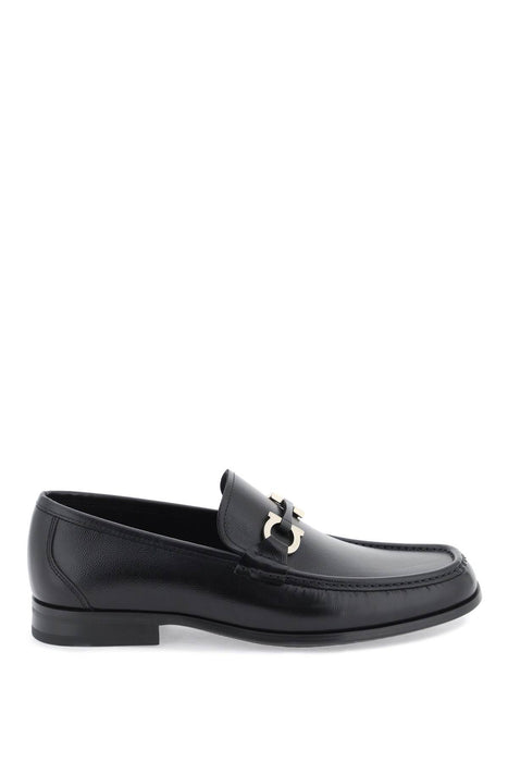 FERRAGAMO grained leather loafers with gancini