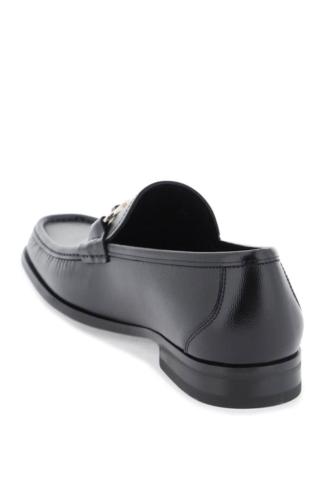 FERRAGAMO grained leather loafers with gancini