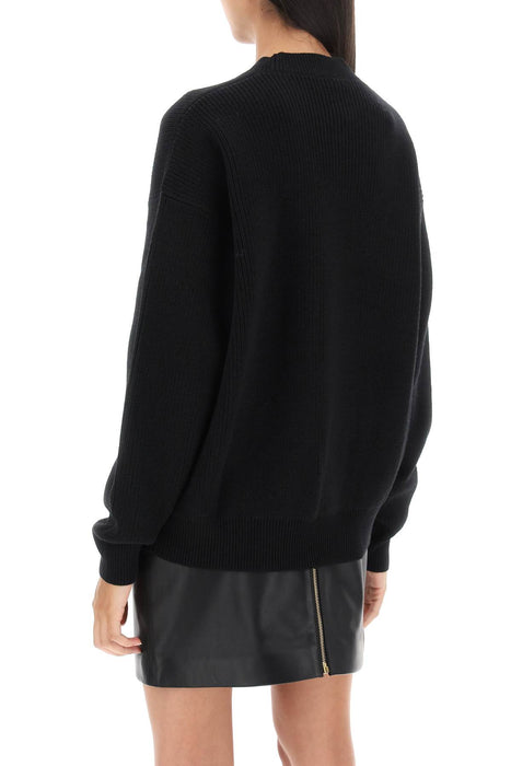 VERSACE crew-neck sweater with logo inlay