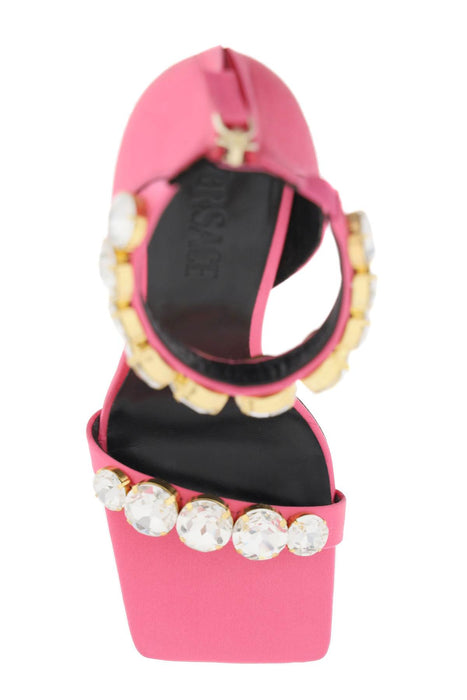 VERSACE satin sandals with crystals