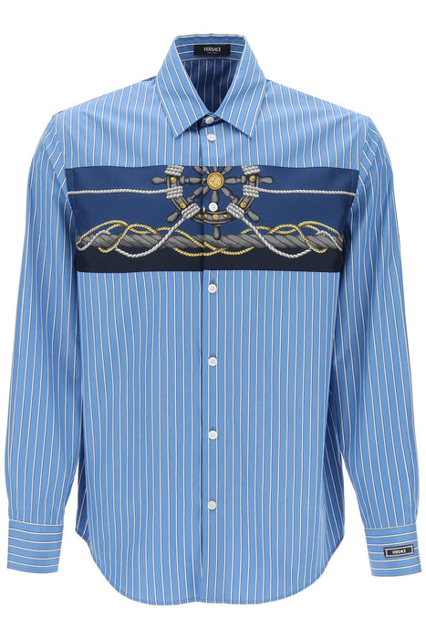 VERSACE striped shirt with versace insert