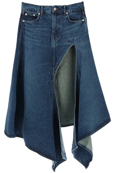 Y PROJECT denim midi skirt with cut out details