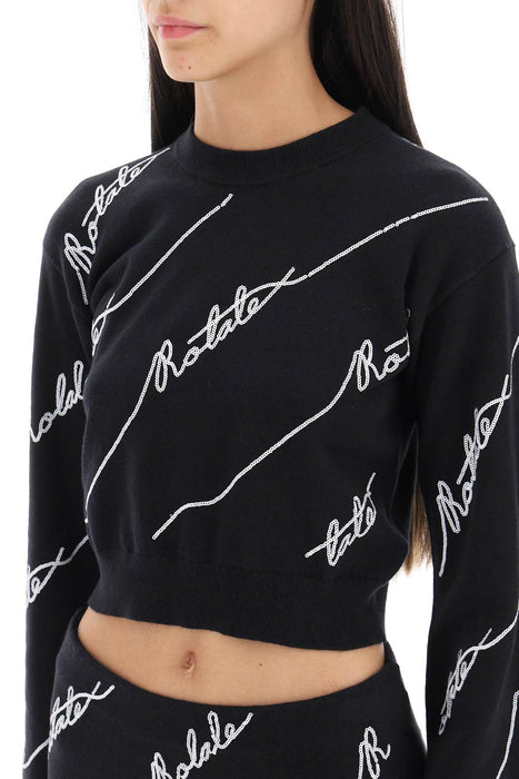 ROTATE sequined logo cropped sweater