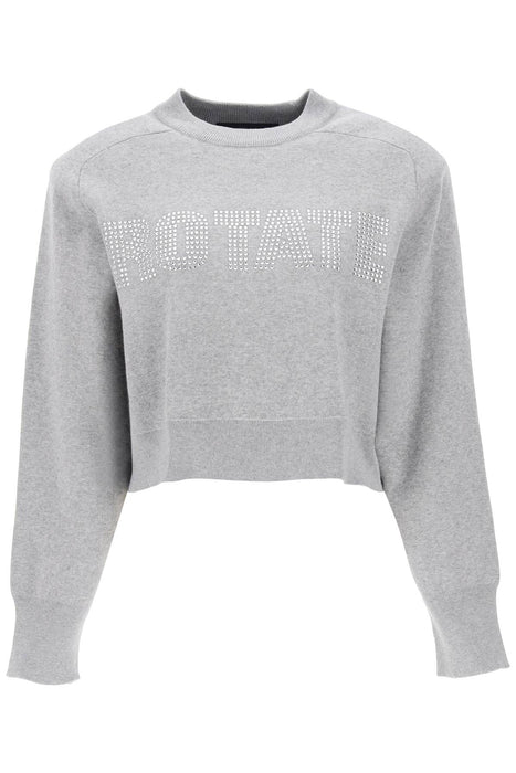 ROTATE cropped sweater with rhinestone-studded logo