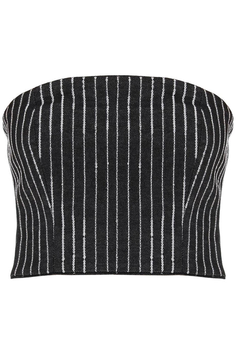 ROTATE cropped top with sequined stripes