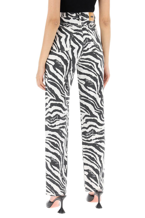 ROTATE straight leg zebra print jeans