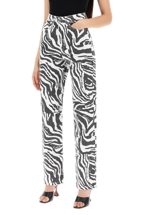 ROTATE straight leg zebra print jeans