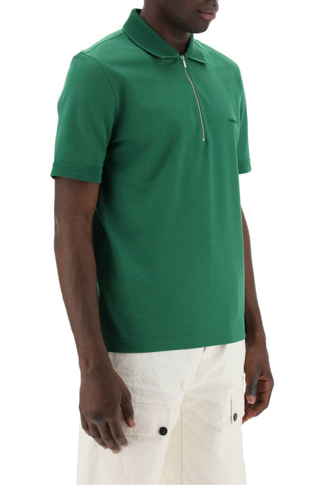FERRAGAMO organic cotton polo shirt with half zip