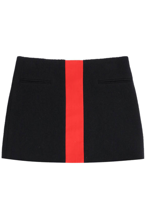 FERRAGAMO tweed mini skirt with satin intarsia