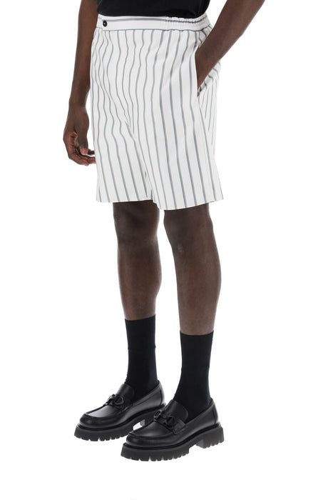 FERRAGAMO striped cotton blend bermuda shorts