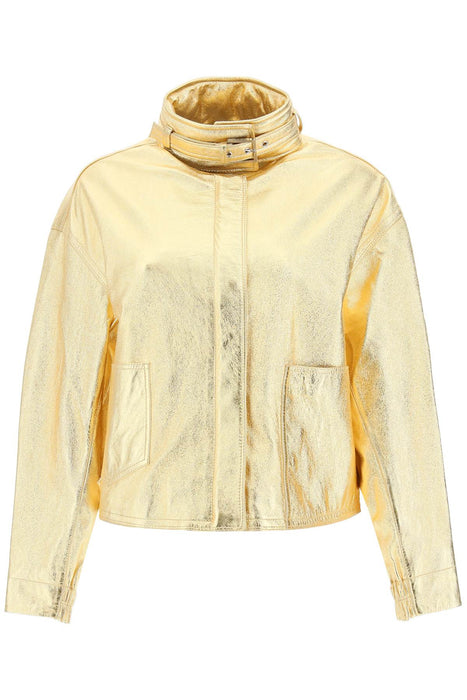 SAKS POTTS houston' gold-laminated leather bomber jacket