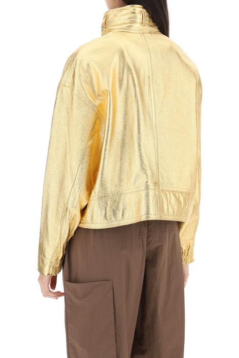 SAKS POTTS houston' gold-laminated leather bomber jacket