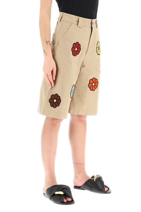 Moncler x jwanderson cotton shorts with macrame flowers