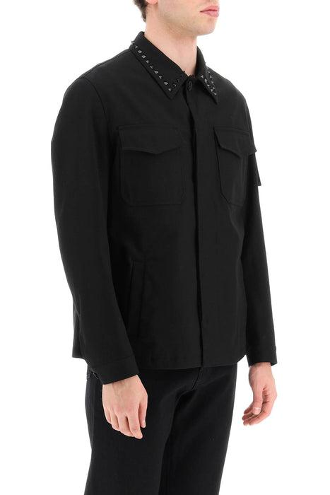 Valentino black untitled studs workwear jacket