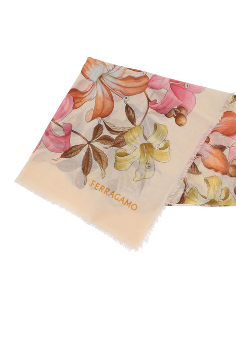 FERRAGAMO cashmere stole with hibiscus print