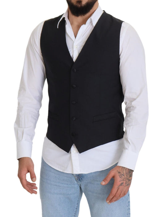 Dolce & Gabbana Elegant Black Single Breasted Dress Vest