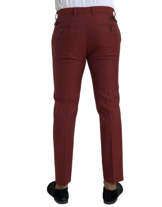 Dolce & Gabbana Maroon Wool Men Skinny Dress Pants