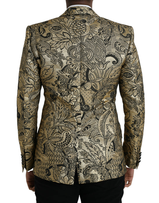 Dolce & Gabbana Gold SICILIA Jacquard Single Breasted Coat Blazer