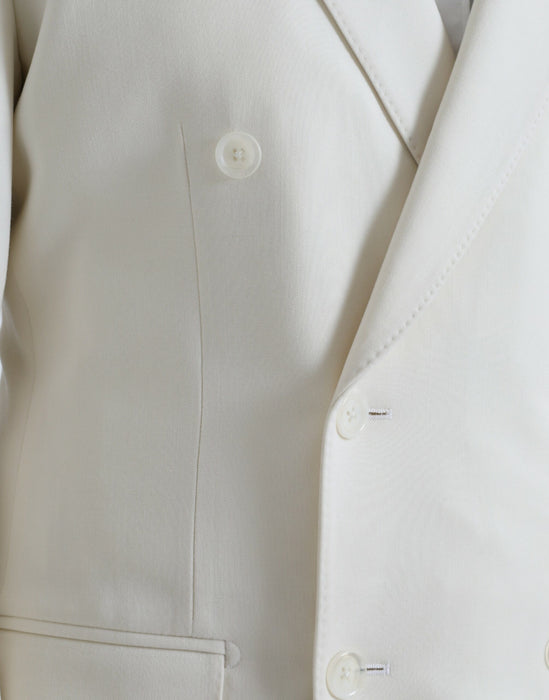 Dolce & Gabbana White Wool MARTINI Double Breasted Blazer