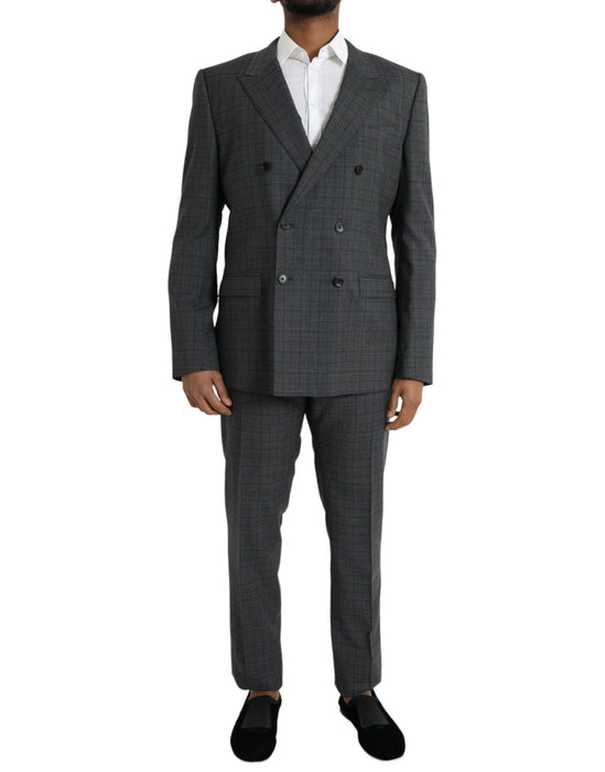 Dolce & Gabbana Gray Plaid Wool MARTINI Formal 2 Piece Suit