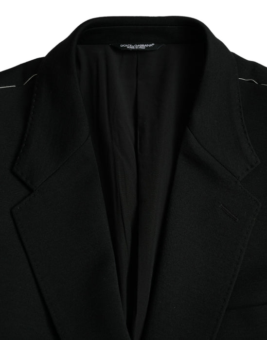 Dolce & Gabbana Black Wool Single Breasted Coat Blazer