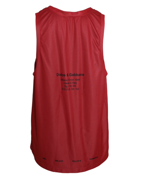 Dolce & Gabbana Red Leopard Print Sleeveless Men Tank T-shirt