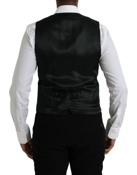 Dolce & Gabbana Black Wool Formal Dress Waistcoat Vest