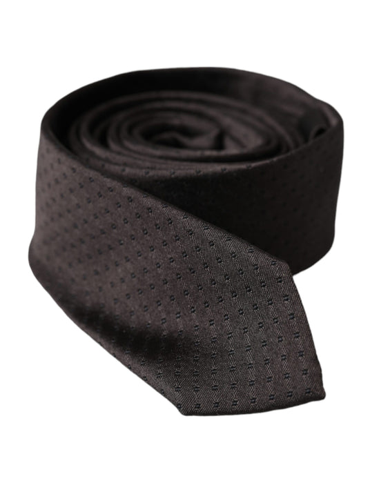 Dolce & Gabbana Black Patterned Silk Adjustable Men Tie