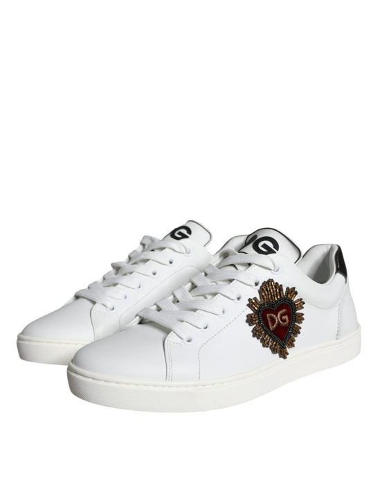 Dolce & Gabbana White Portofino Sacred Heart Sneakers Shoes