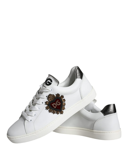 Dolce & Gabbana White Portofino Sacred Heart Sneakers Shoes