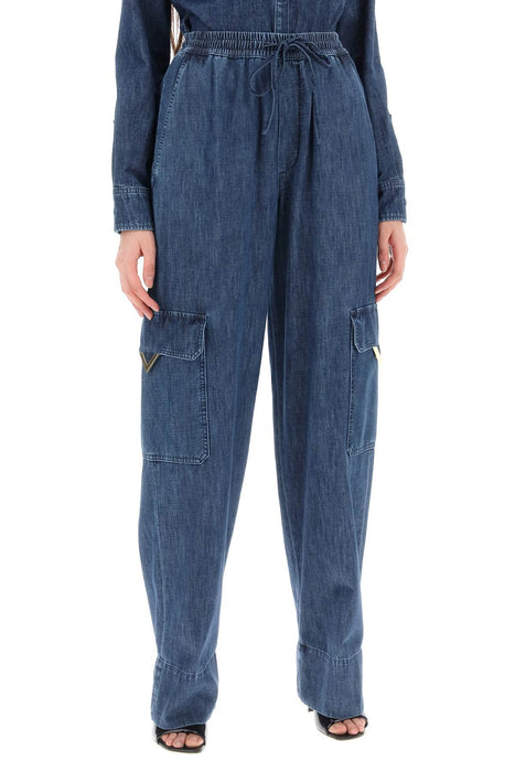 VALENTINO GARAVANI denim chambray cargo jeans