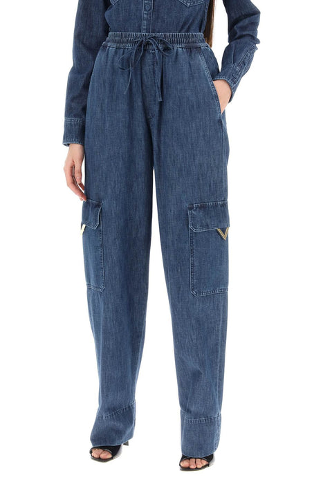 VALENTINO GARAVANI denim chambray cargo jeans